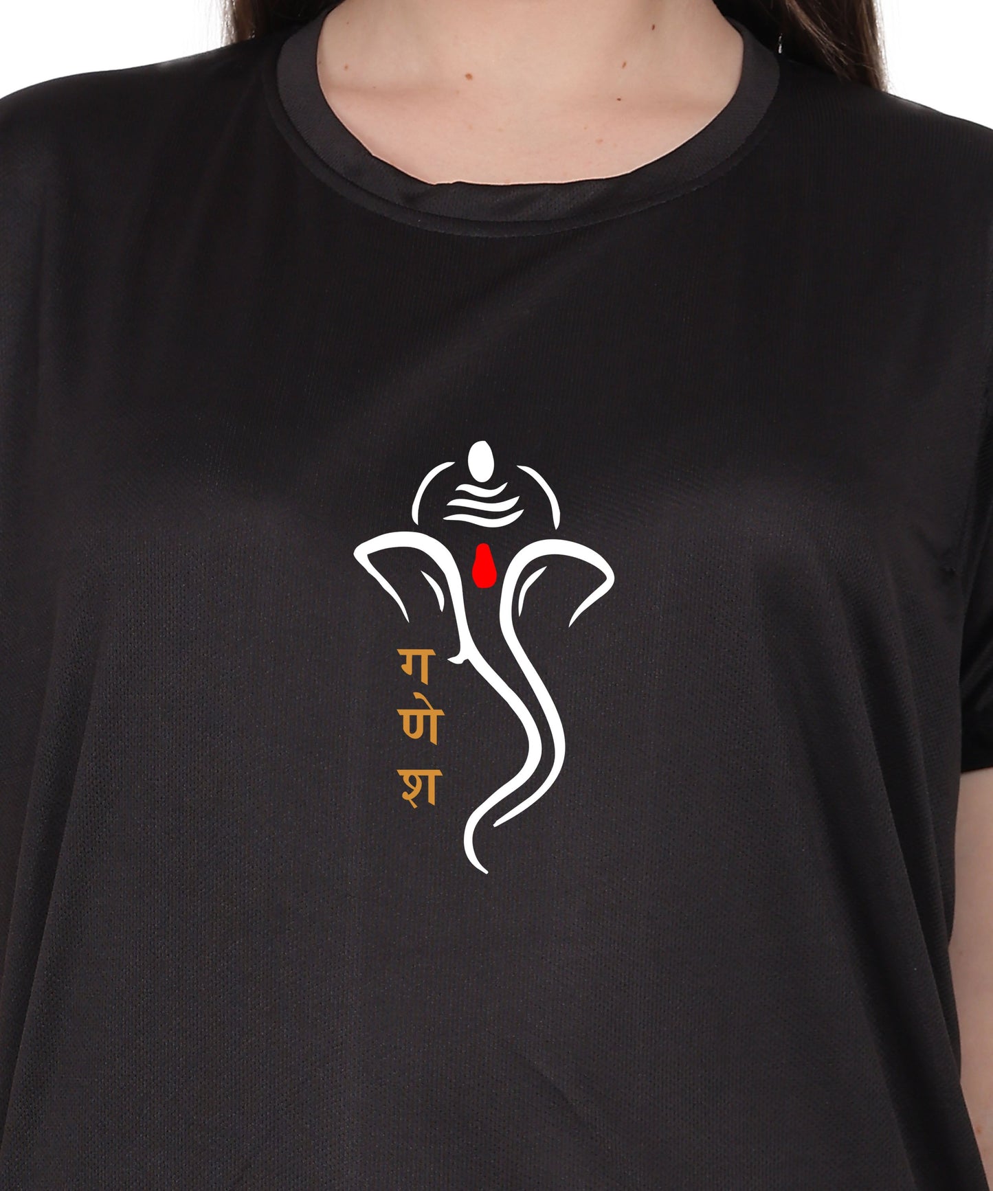 Ganesh Print T-Shirt, Cotton, Round Neck, Short Sleeve, Regular Fit