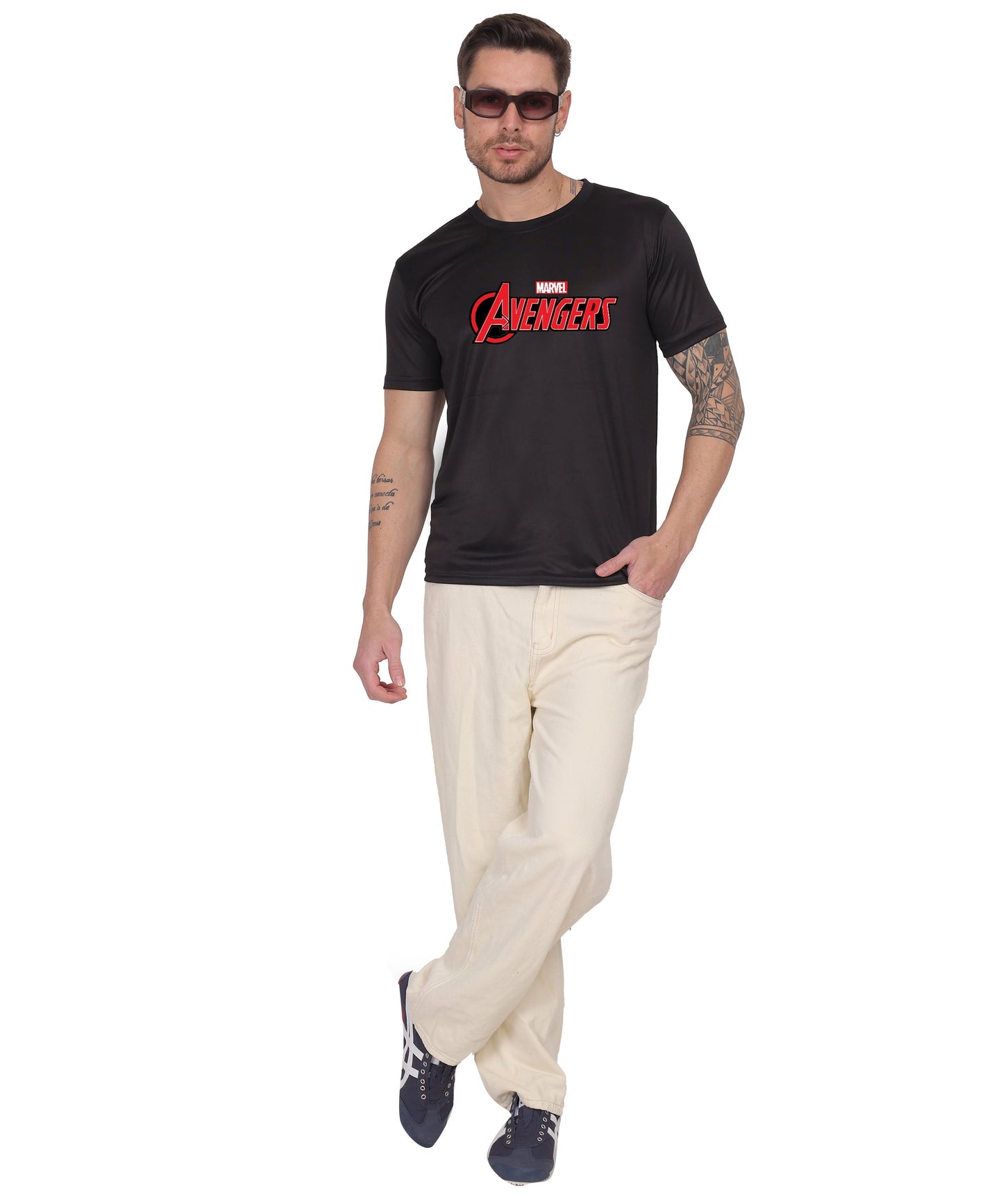 Love Graphic Print Cotton T-Shirt, Black, Round Neck, Short Sleeve, Casual Wear