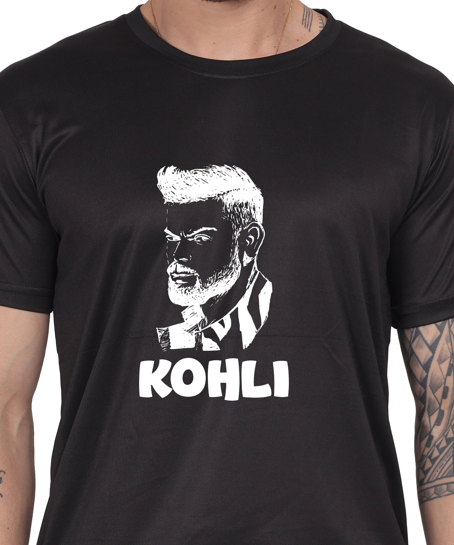 Generic Men's Graphic Print Cotton T-Shirt, Black, Short Sleeve, Crew Neck, Regular Fit