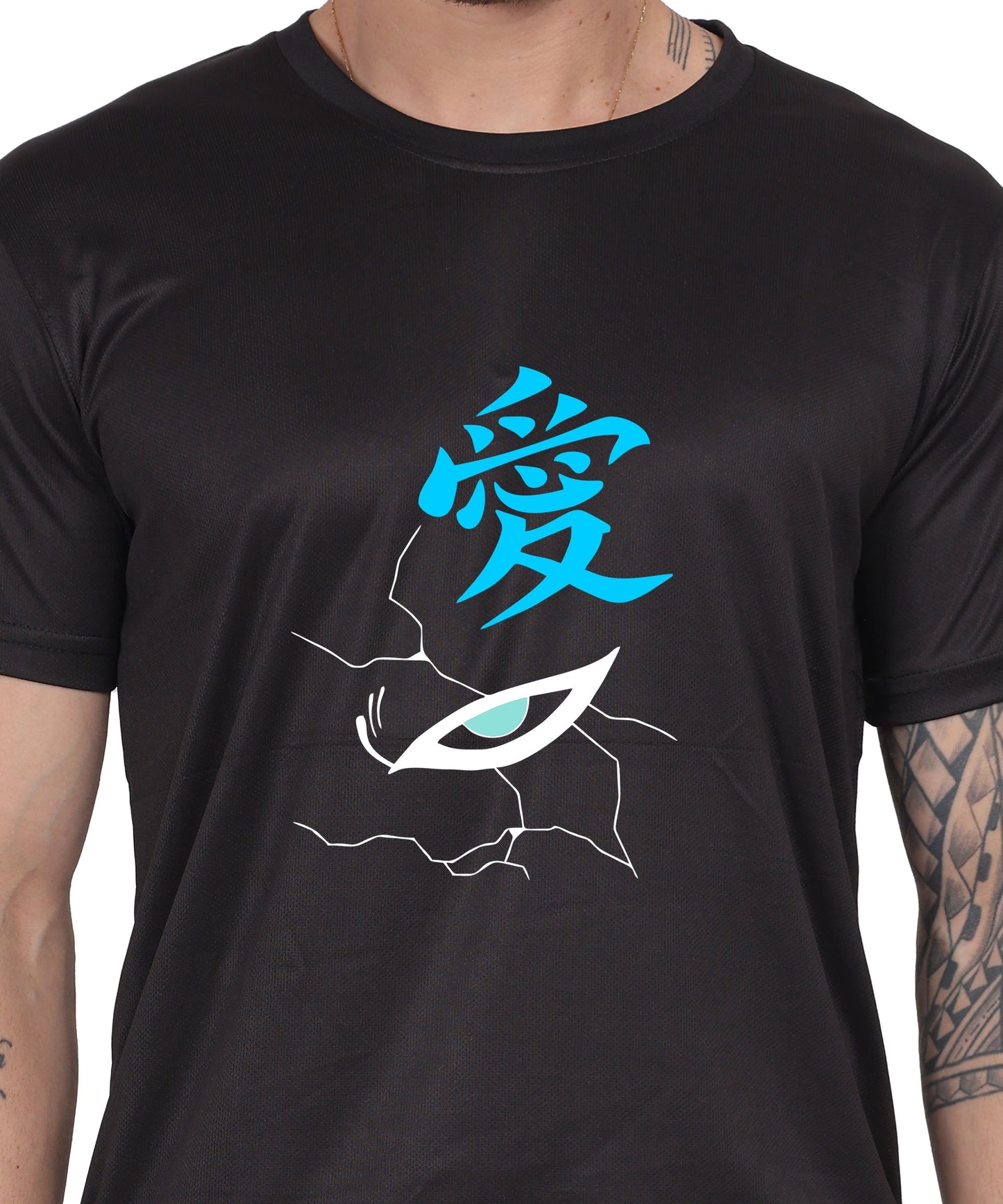 Generic Hooded Figure Graphic T-Shirt, Black Cotton, Short Sleeve, Regular Fit, Crew Neck