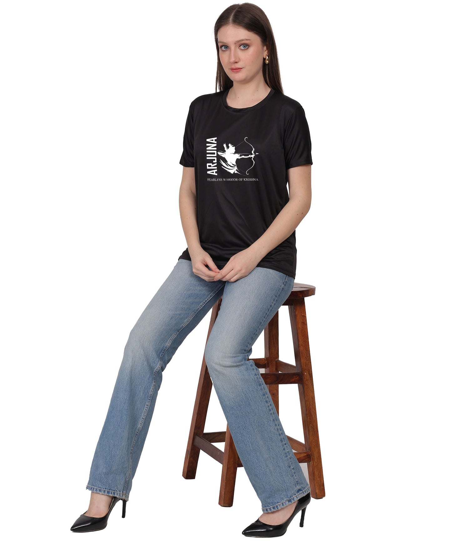 Arjuna Warrior of Krishna Graphic T-Shirt, Cotton, Short Sleeve, Round Neck