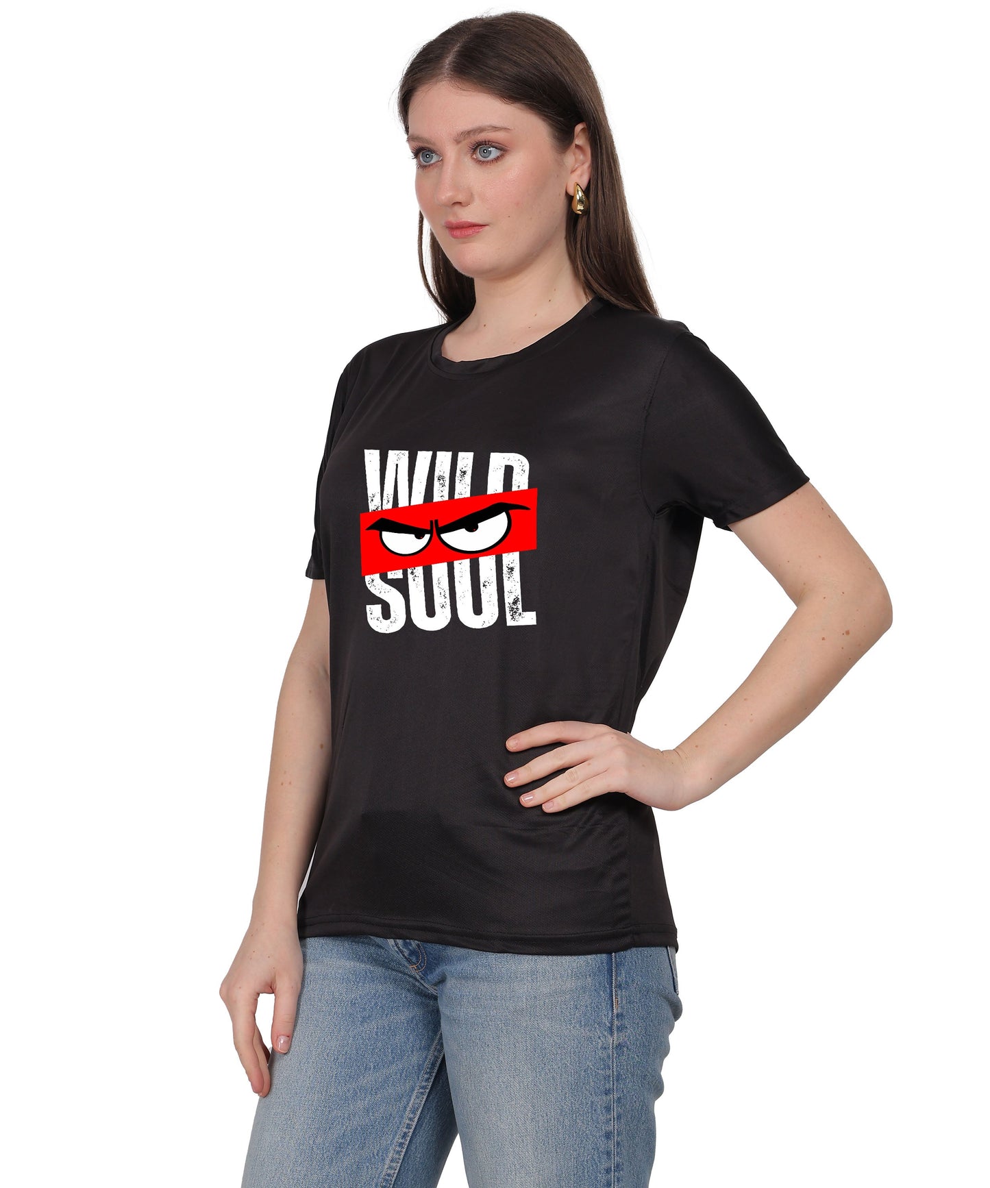 Graphic Print T-Shirt, Cotton, Angry Eyes Design