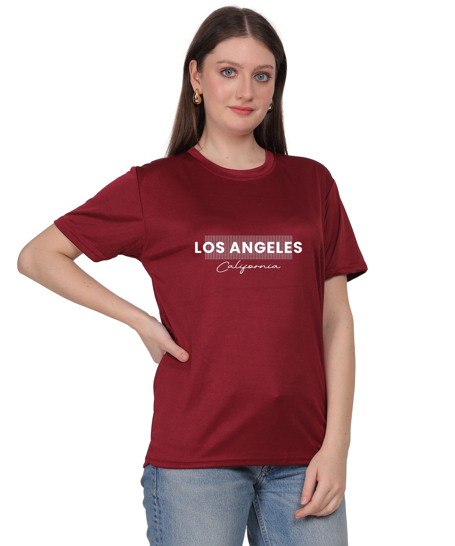 Los Angeles California Typography T-Shirt, Yellow, Cotton, Round Neck, Short Sleeve