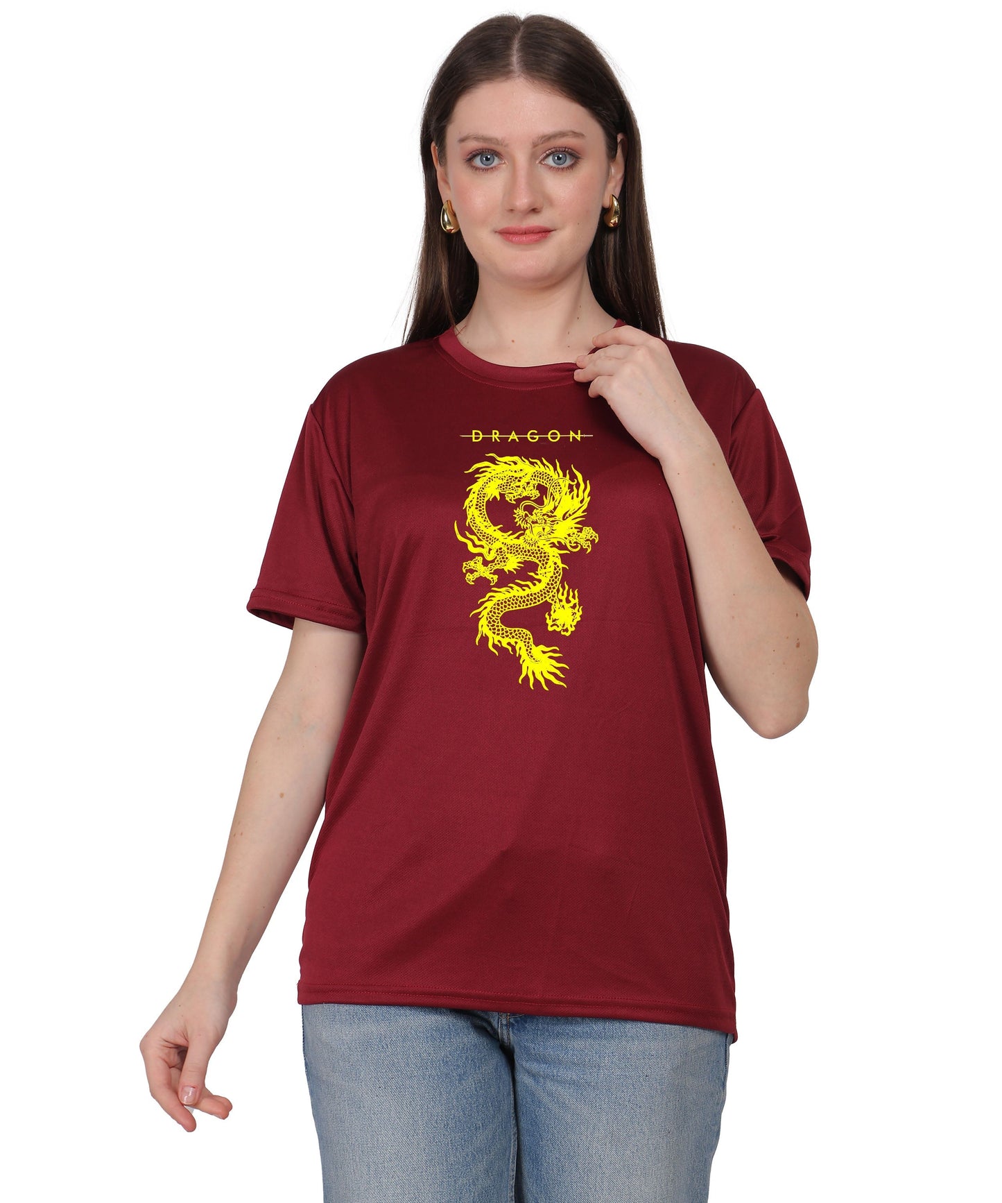 Dragon Graphic Print Cotton T-Shirt, Short Sleeve, Crew Neck, Casual Wear