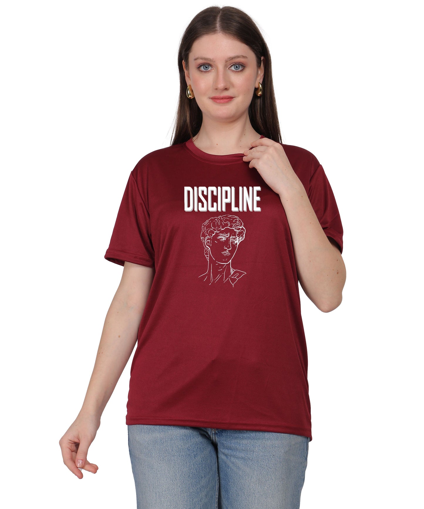 Discipline Graphic Print Cotton T-Shirt, Round Neck, Short Sleeve, Casual Wear