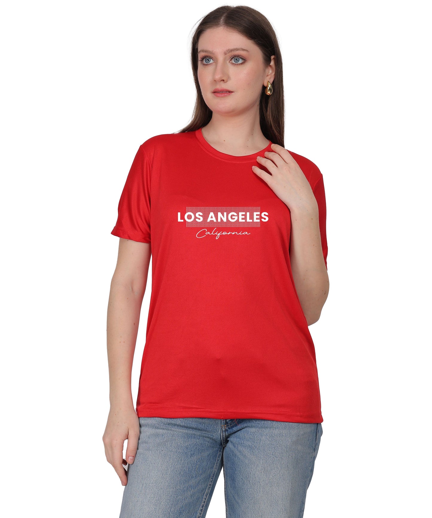 Los Angeles California Typography T-Shirt, Yellow, Cotton, Round Neck, Short Sleeve