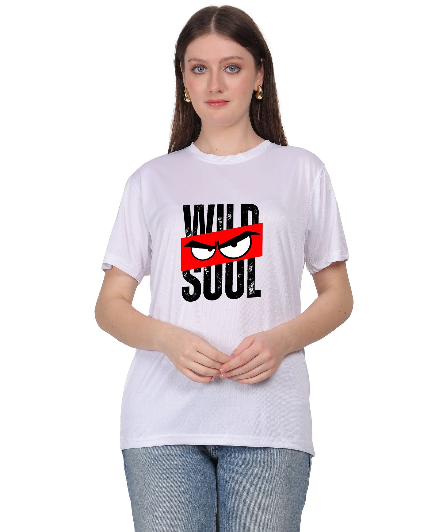 Graphic Print T-Shirt, Cotton, Angry Eyes Design