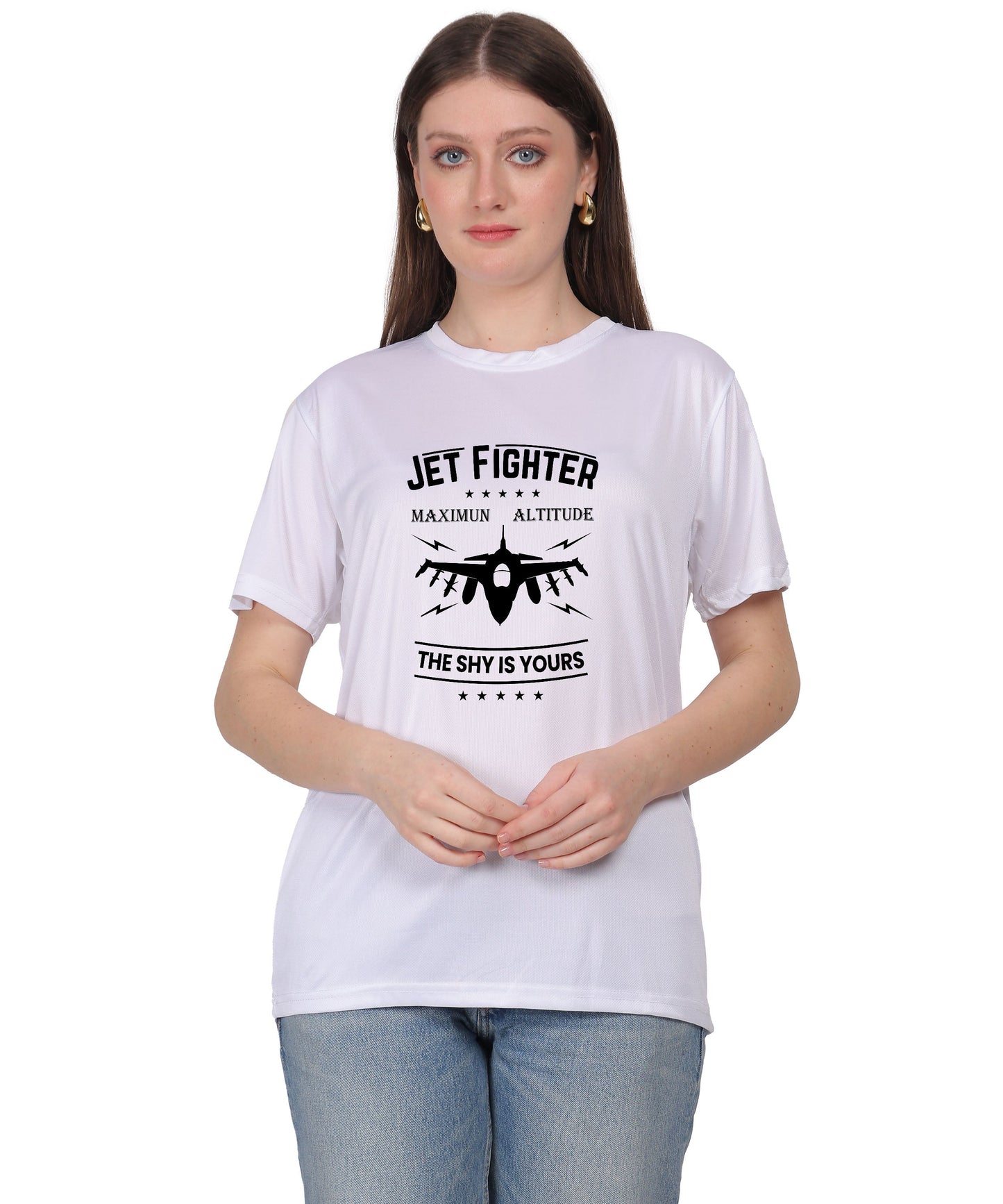 Jet Fighter Graphic T-Shirt, Maximum Altitude Design, Short Sleeve, Casual Wear