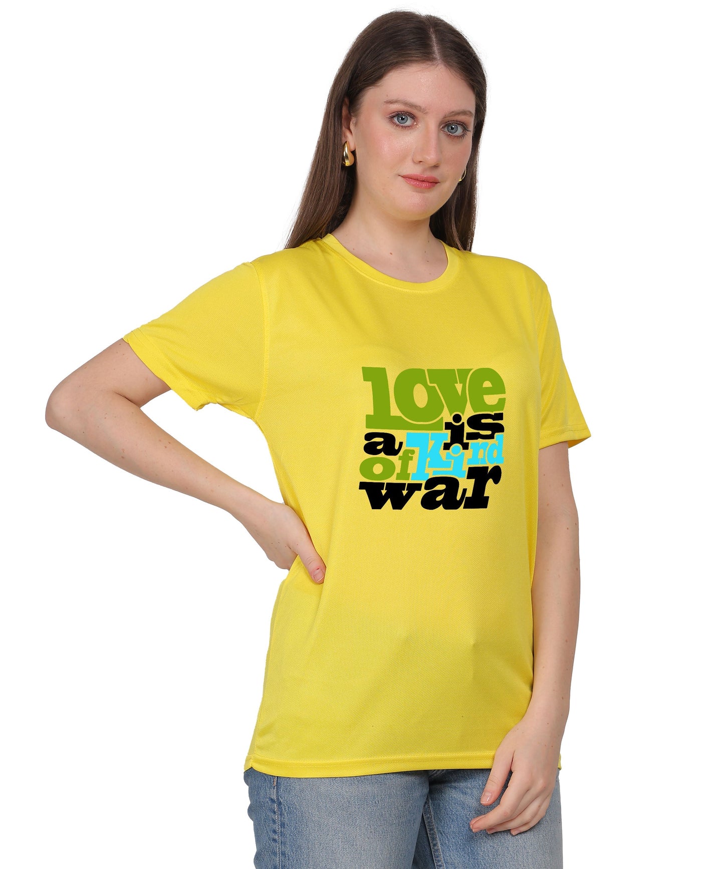 Love is a Kind of War Graphic T-Shirt, Black Cotton Blend, Short Sleeve Crew Neck, Regular Fit