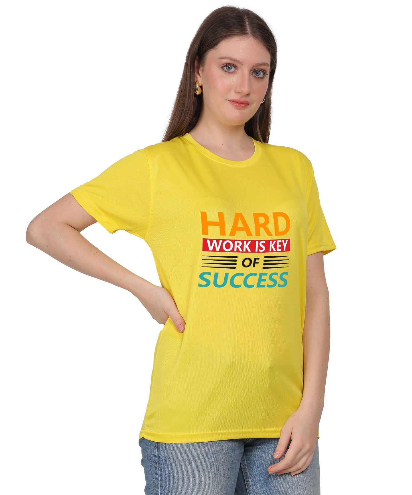 Hard Work is Key of Success Motivational Graphic T-Shirt, Black Cotton Blend, Short Sleeve, Regular Fit