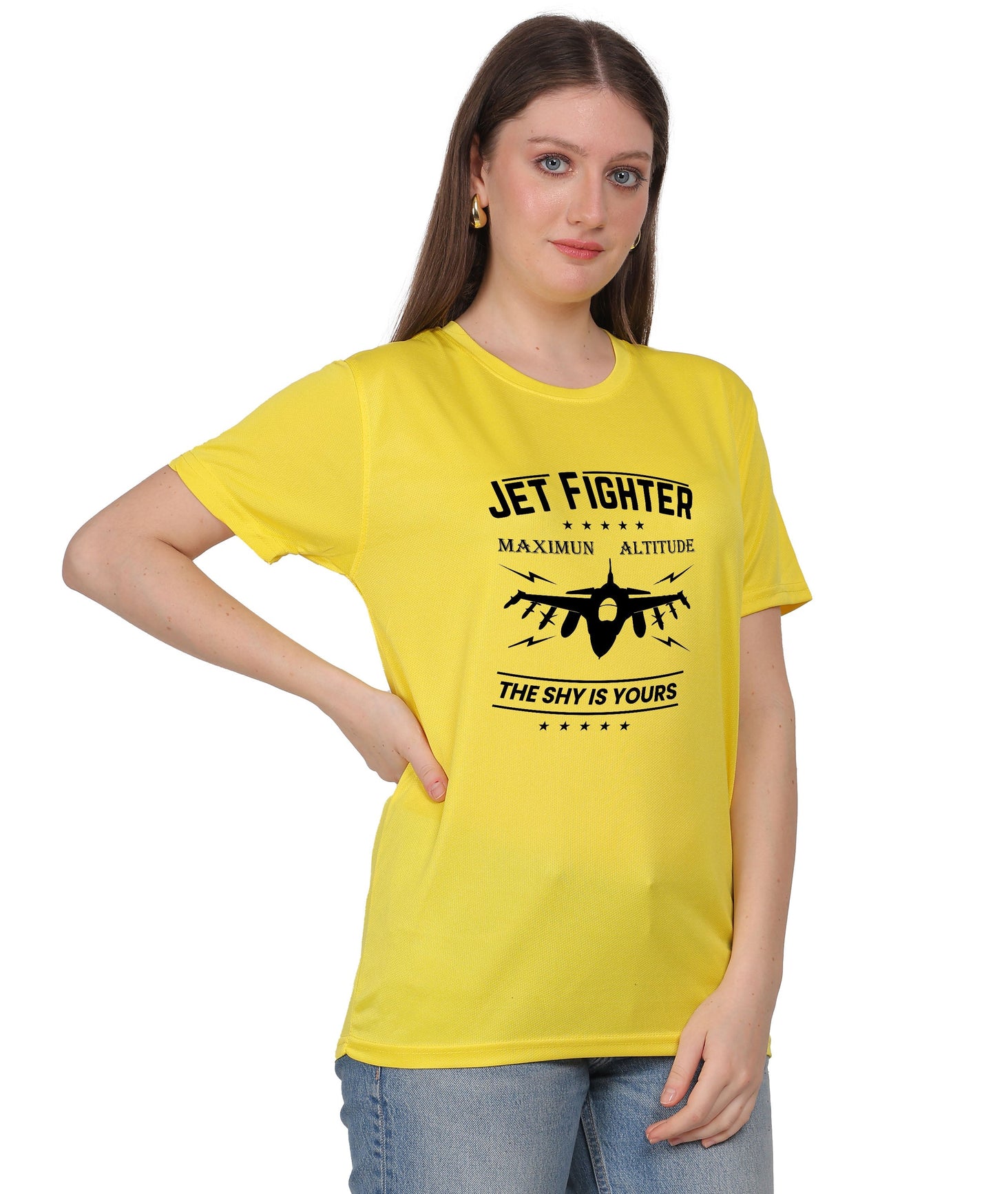 Jet Fighter Graphic T-Shirt, Maximum Altitude Design, Short Sleeve, Casual Wear