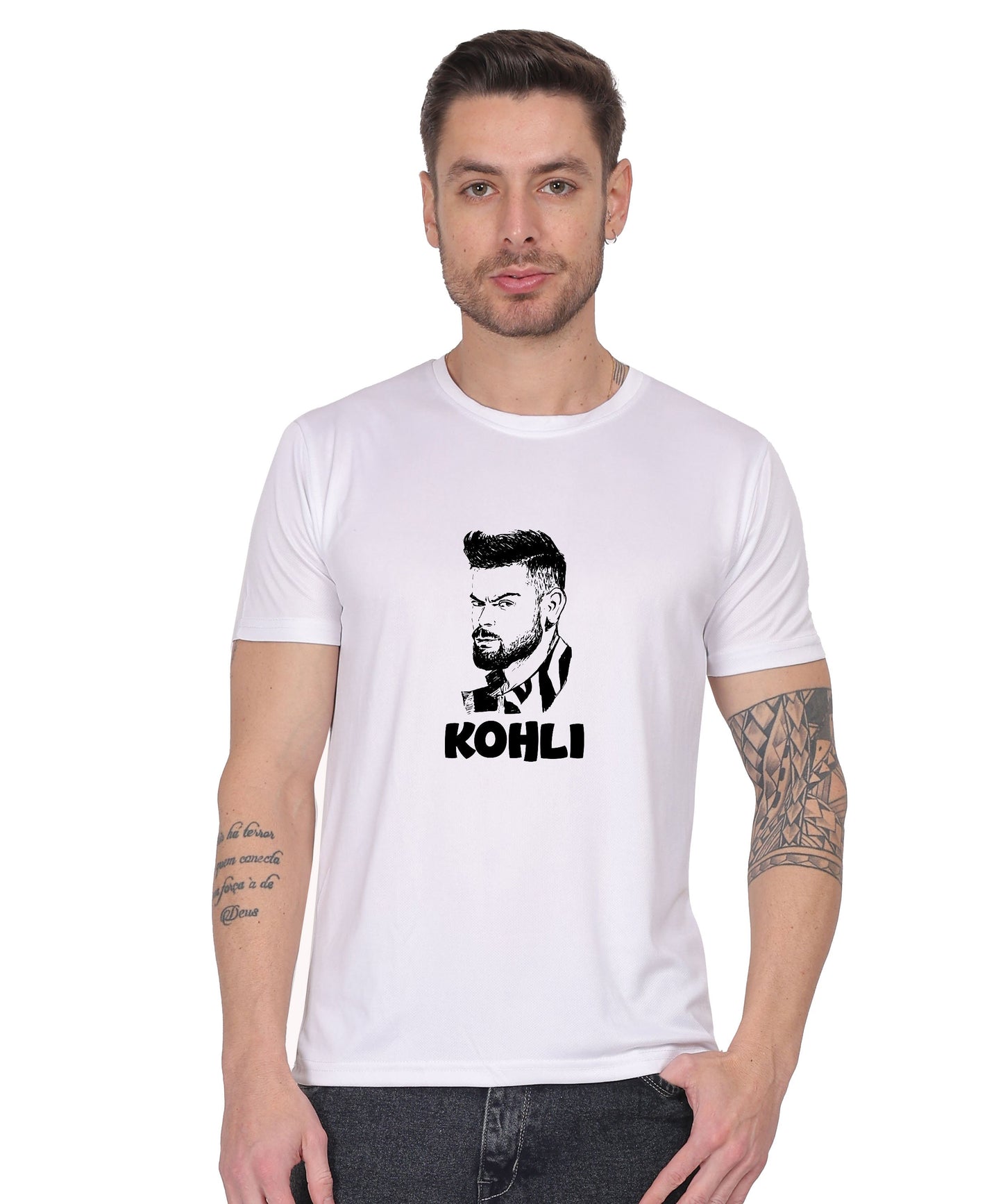 Generic Men's Graphic Print Cotton T-Shirt, Black, Short Sleeve, Crew Neck, Regular Fit